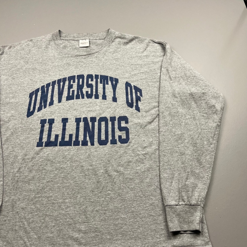 Murina Long Sleeve Shirt Mens XL Gray University of Illinois Graphic Cotton